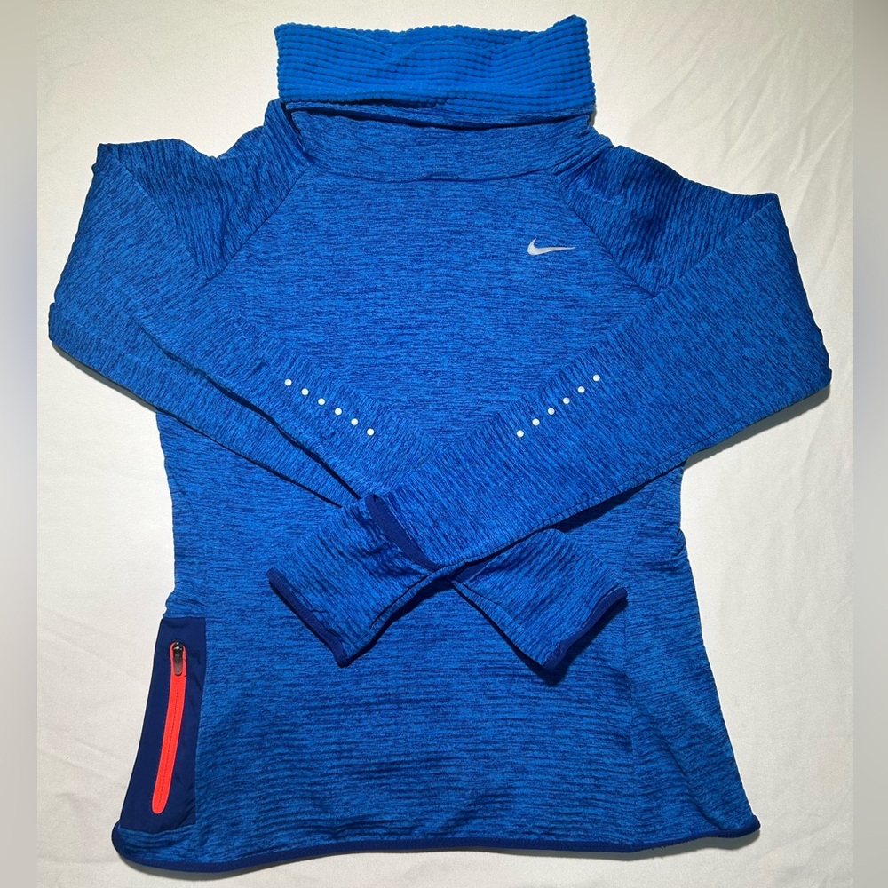 Nike Running S ThermaSphere Waffle Fleece Cowl Neck Pullover Space Blue